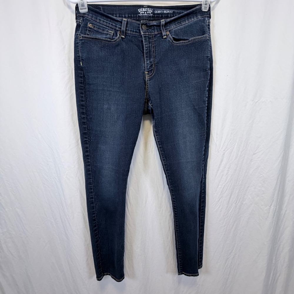 Signature by Levi Strauss & Co Curvy Skinny Jeans Blue Dark Wash Size 16 L/C